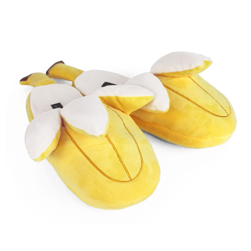 Individualizuotos žiemos šiltos juokingos unisex bananų pliušinės šlepetės suaugusiems