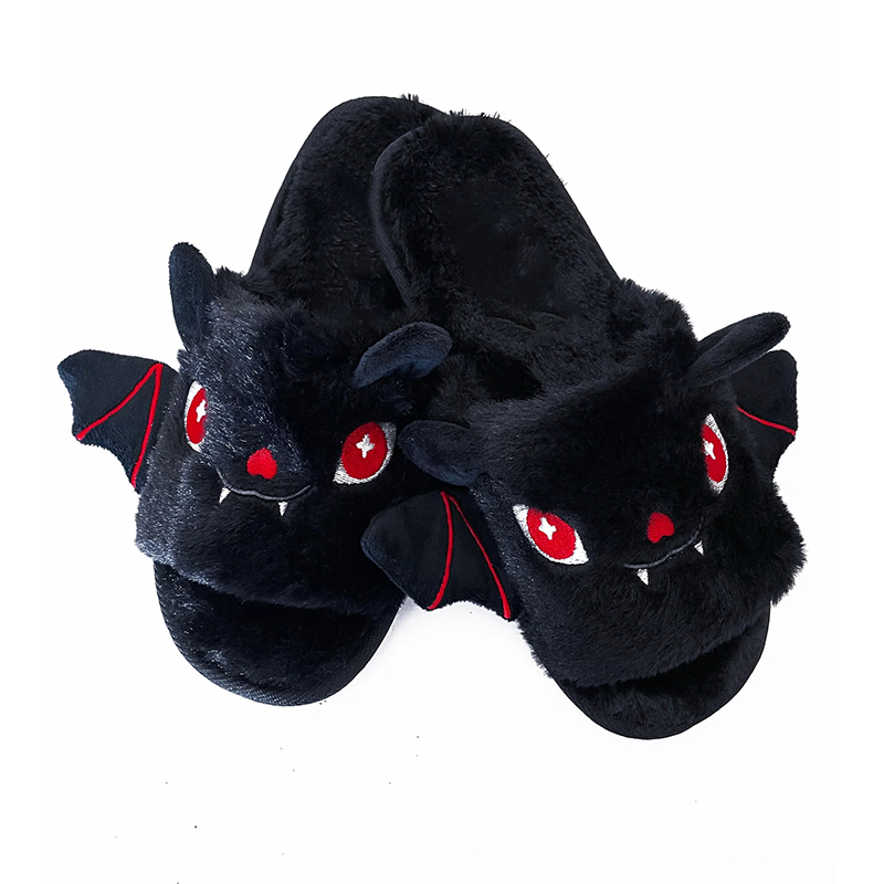 Pantuflas de murciélago negras unisex divertidas de Halloween de talla única