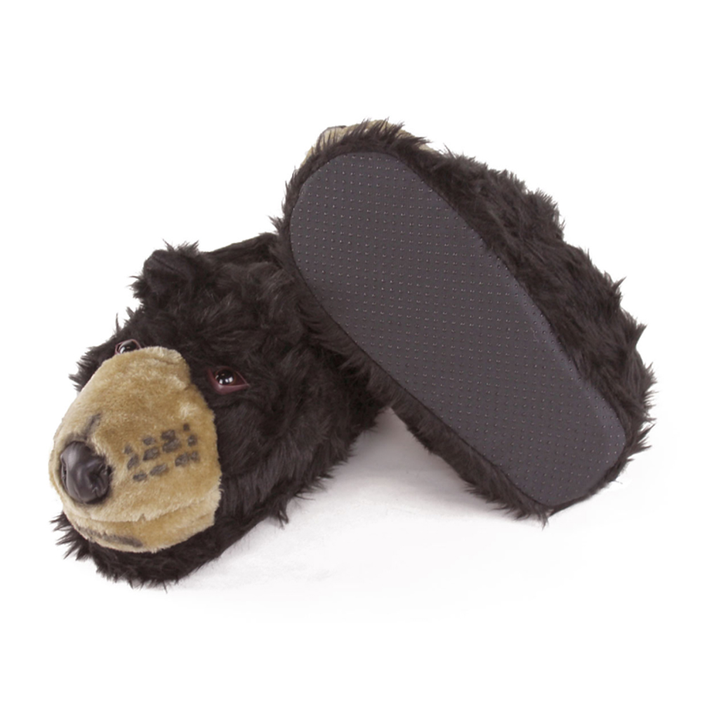 Black Bear Head Plush ဖိနပ်တစ်ရံသည် အနွေးဖိနပ်အားလုံးနှင့် လိုက်ဖက်သည်။