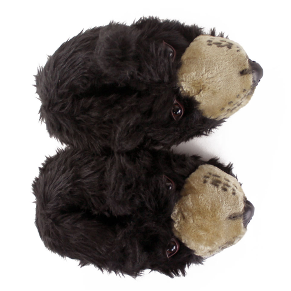 Hot Sale Black Bear Head Plush Slippers Ien grutte past alle waarme skuon