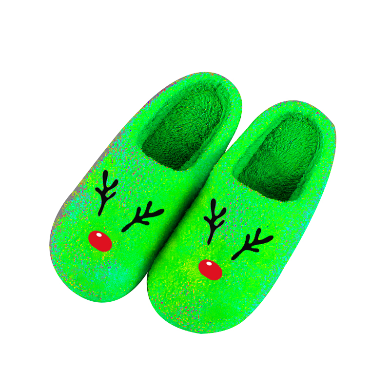 Wanter Home Cotton Slippers Chrëschtdag Kaddoen Santa Claus Elk Plüsch Slippers fir Männer a Fraen