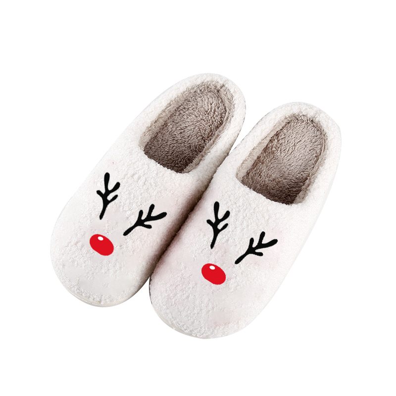 Ụlọ oyi akwa akwa Slippers Onyinye ekeresimesi Santa Claus Elk Plush Slippers maka ụmụ nwoke na ụmụ nwanyị