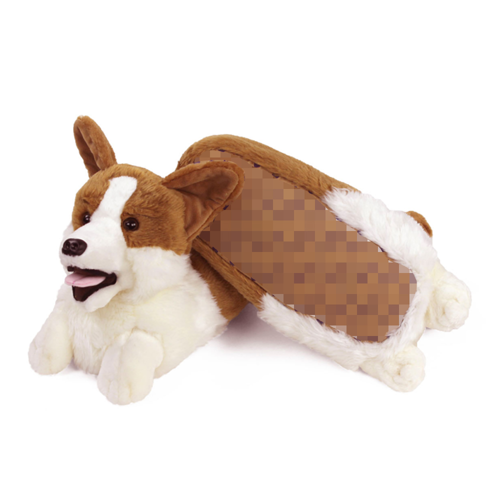 Corgi Slippers Плюш ит тәпішкелері бір өлшемдегі ең сүйкімді жануарларға арналған тәпішке сәйкес келеді