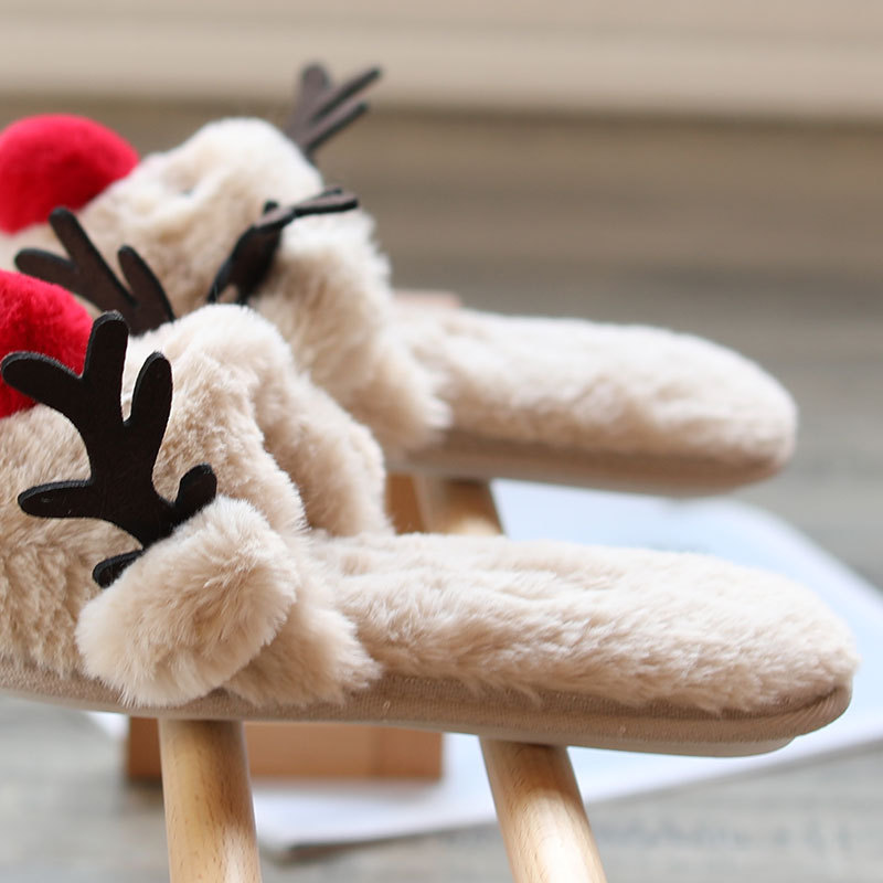Գործարանային Գինը Cute Christmas Elk Ձմեռային Տնային հողաթափեր Բաց քիթ Memory Foam Shoes Կանացի