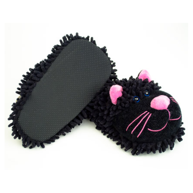 Women's Fuzzy Black Cat Slippers Home Shoes for sale