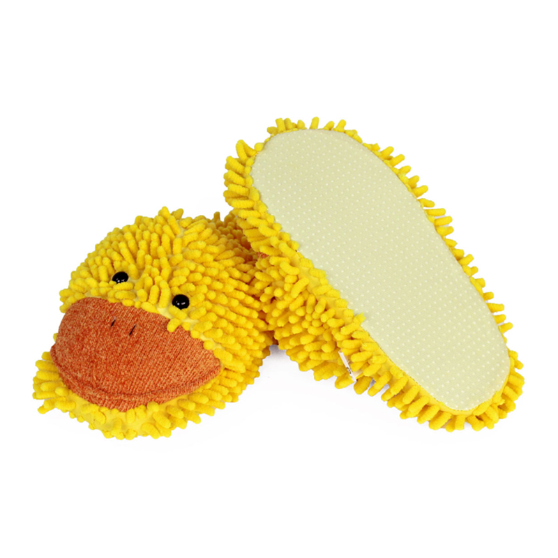 តម្លៃរោងចក្រ Fuzzy Duck Message Plush Slippers Bedroom Shoe Slide for Children Kids