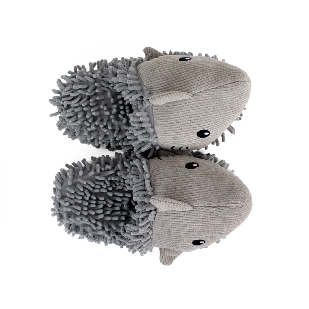 MOQ ទាប Fuzzy Shark Slippers Adult Plush House Slippers សម្រាប់គូស្នេហ៍