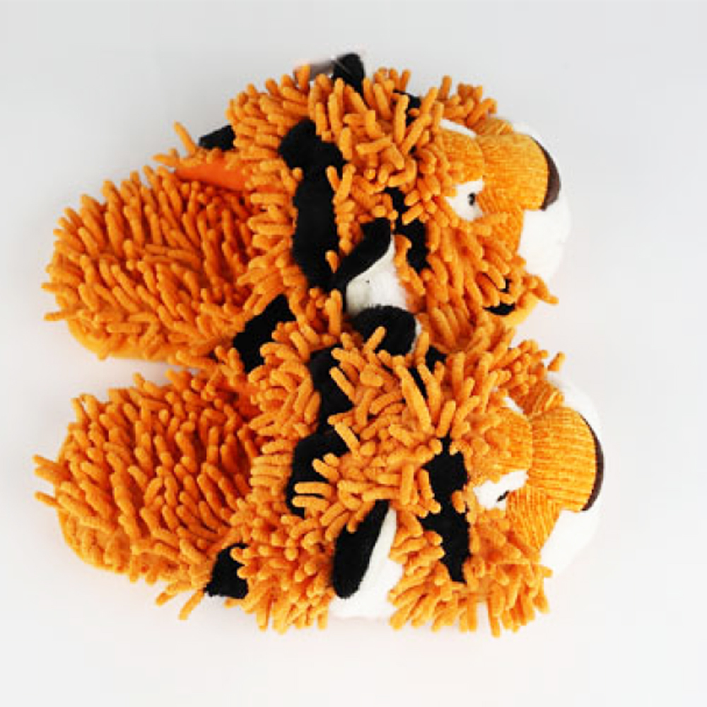 Bróigíní Fuzzy Tiger Plush Dearadh Ainmhithe Unisex Bróigíní Fásta