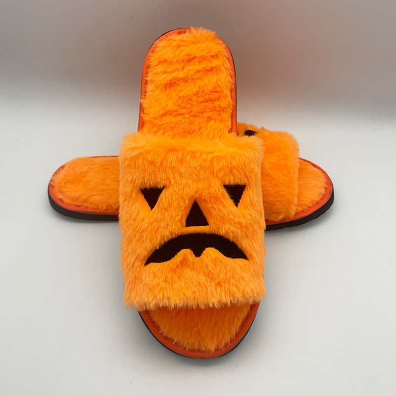 Halloween Slippers ສໍາລັບແມ່ຍິງທີ່ມີຫນ້າຜັກກາດ Soft Fuzzy Lightweight Home Slippers