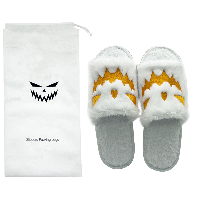 Halloween Pumpkin Slipper White Color Jackolantern Slipper mo Pakeke Taane Wahine