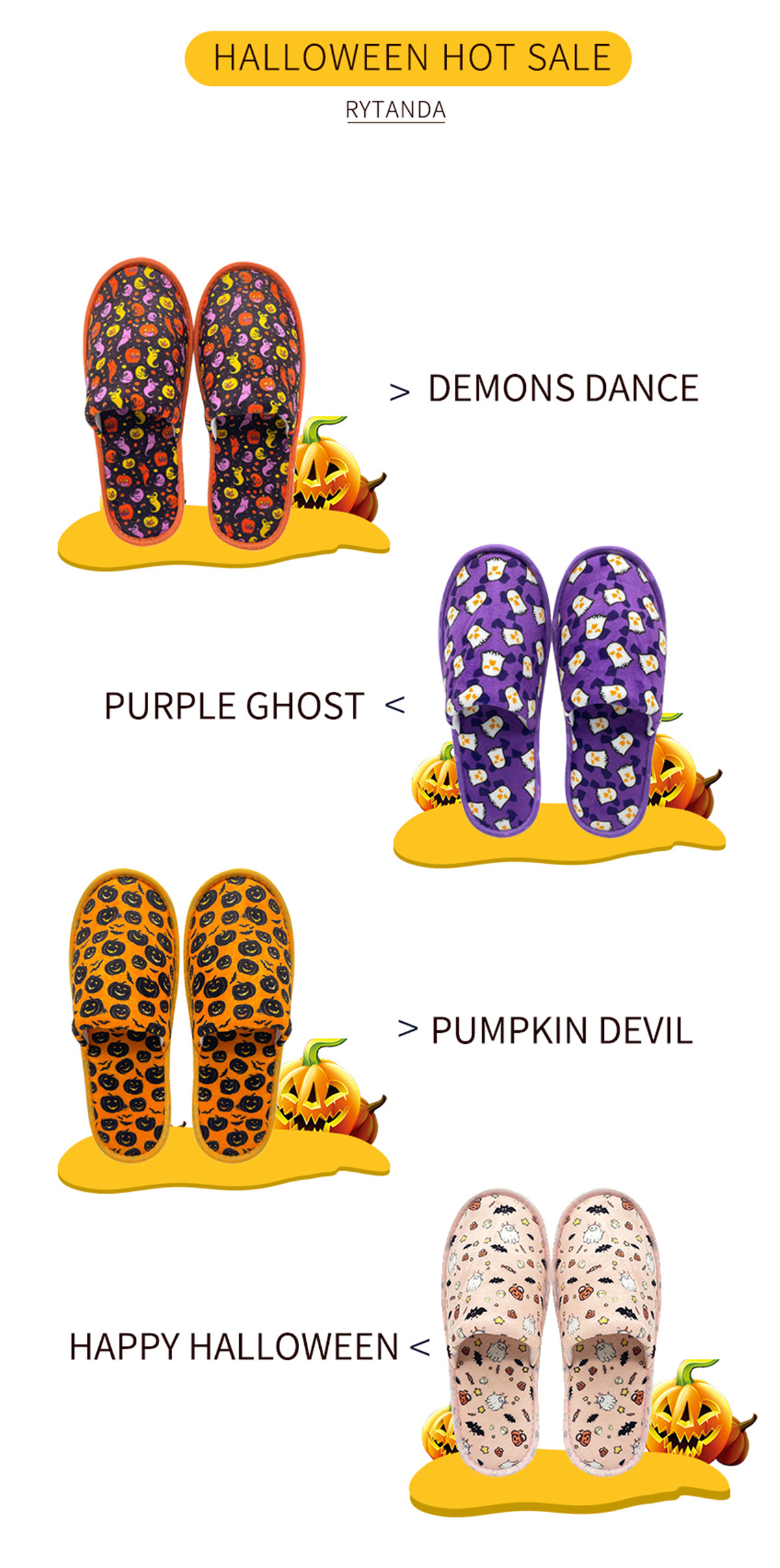 Slippers za hoteli za mandhari ya Halloween Eva-2