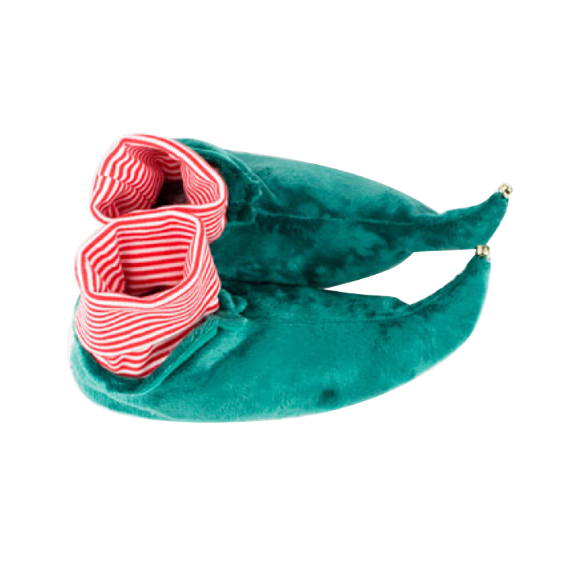 Նոր դիզայն Ամանորյա մանկական կանաչ Էլֆ հողաթափեր Ձմեռային տաք ննջասենյակի կոշիկների տուն