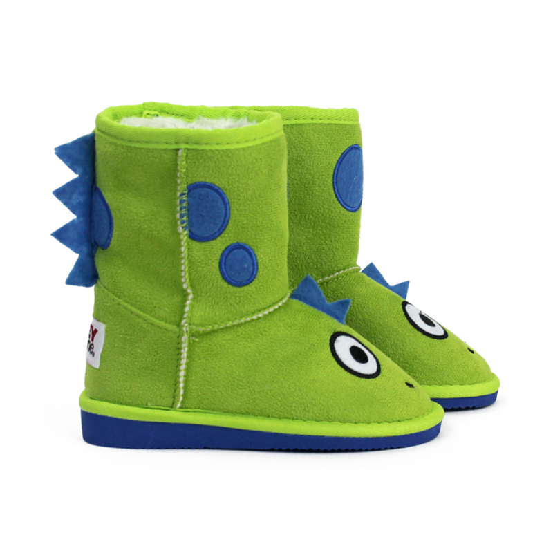 Slàn-reic Cute Kids Toasty Toez Dinosaur Slippers Green Dino Boot Slippers