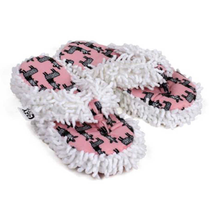 Luxury Cotton White & Pink Llama Spa Slippers foar folwoeksenen