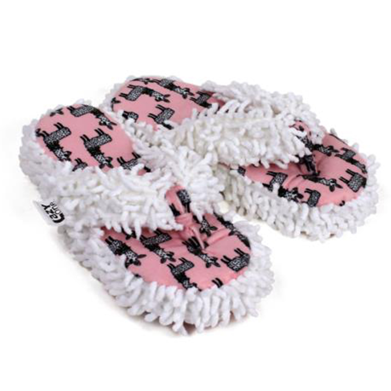 Pantuflas de luxo de algodón branco e rosa Llama Spa para adultos