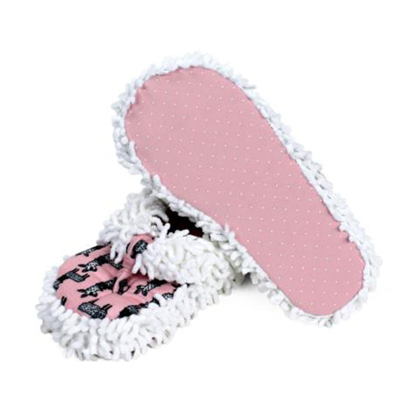 Pantuflas de spa Llama de algodón de lujo en blanco y rosa para adulto