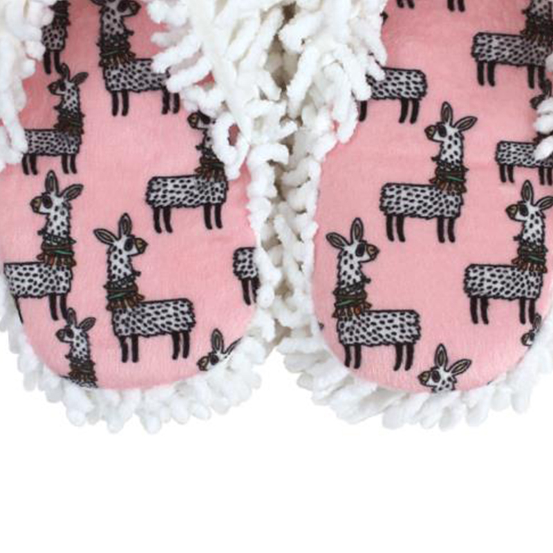 Luxury Cotton White & Pink Llama Spa Slippers foar folwoeksenen