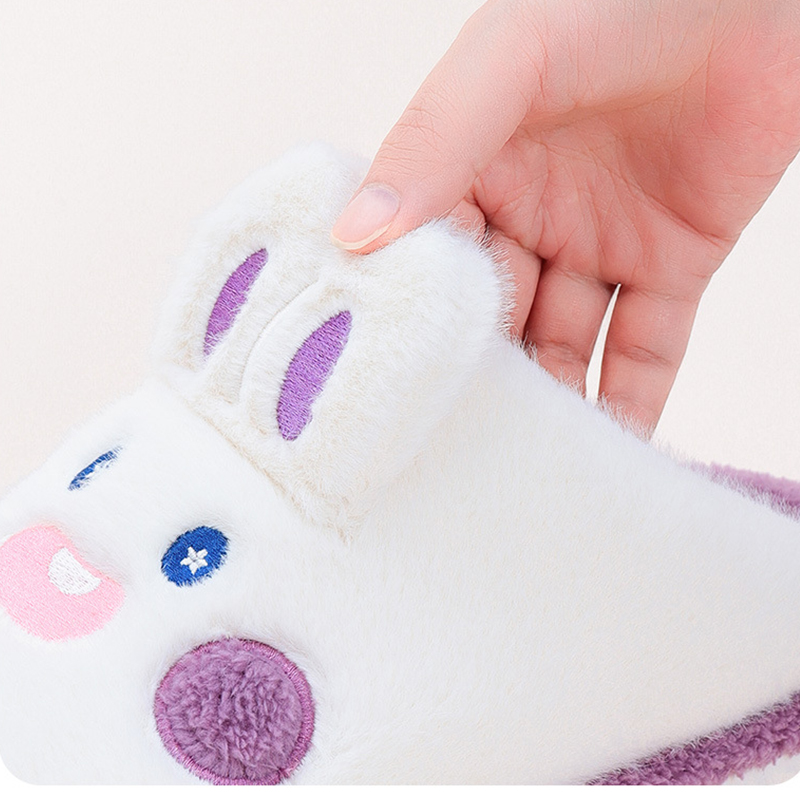 New Cotton Cartoon Rabbit Slippers for Women Winter Couples Home Indoor Non-slip Cute Cartoon Plus Velvet Warm Plush Slippers