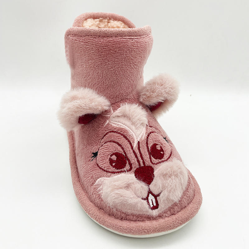 Zapatos de nena de inverno Botas de neve de coello de felpa ademais de baile de algodón para nenas