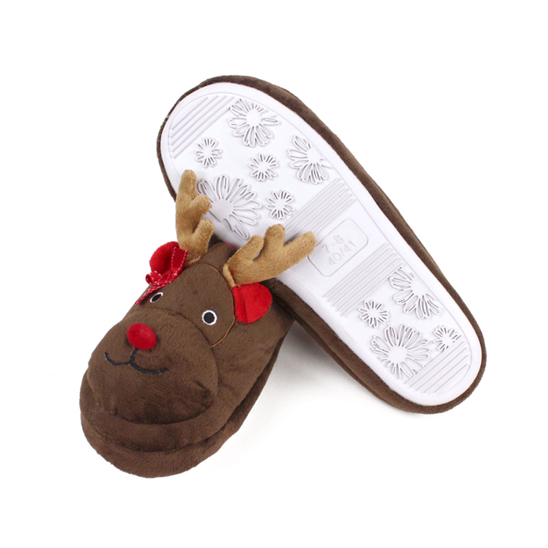 Χειμερινές διακοπές 2023 Rudolph Reindeer Slippers Γυναικεία άνετα παπούτσια με χνουδωτά ζεστά βαμβακερά παπούτσια