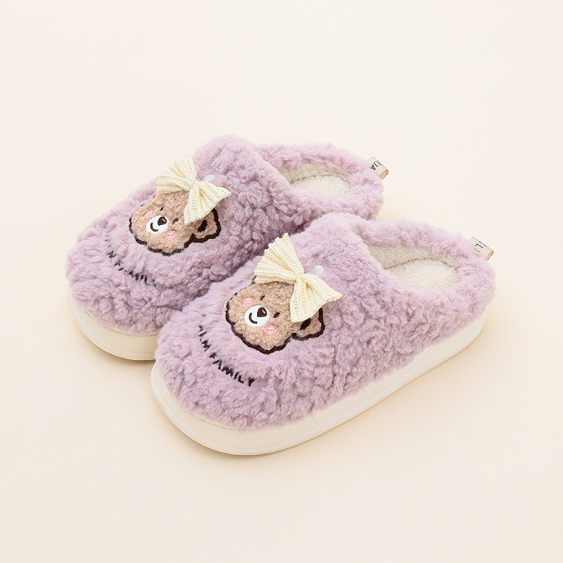 Teddy Bear Cute House Slippers foar froulju/manlju/bern Warm Gesellige Pluche Slip-On Grappige Slippers Soft Fluffy Fuzzy Slippers