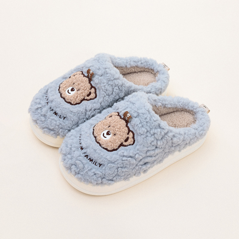 Teddy Bear Qadınlar/Kişilər/Uşaqlar üçün Şirin Ev Terlikləri İsti Rahat Peluş Slip-On Gülməli Başlıqlar Yumşaq tüklü Qeyri-səlis başmaqlar