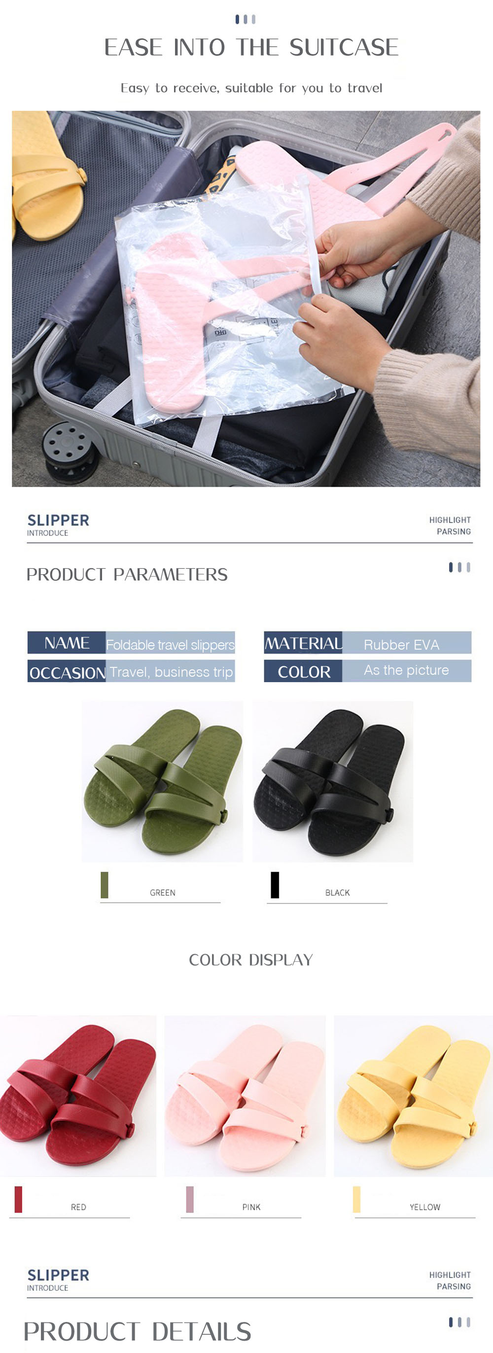 Tsatanetsatane wa Travel Slippers 2