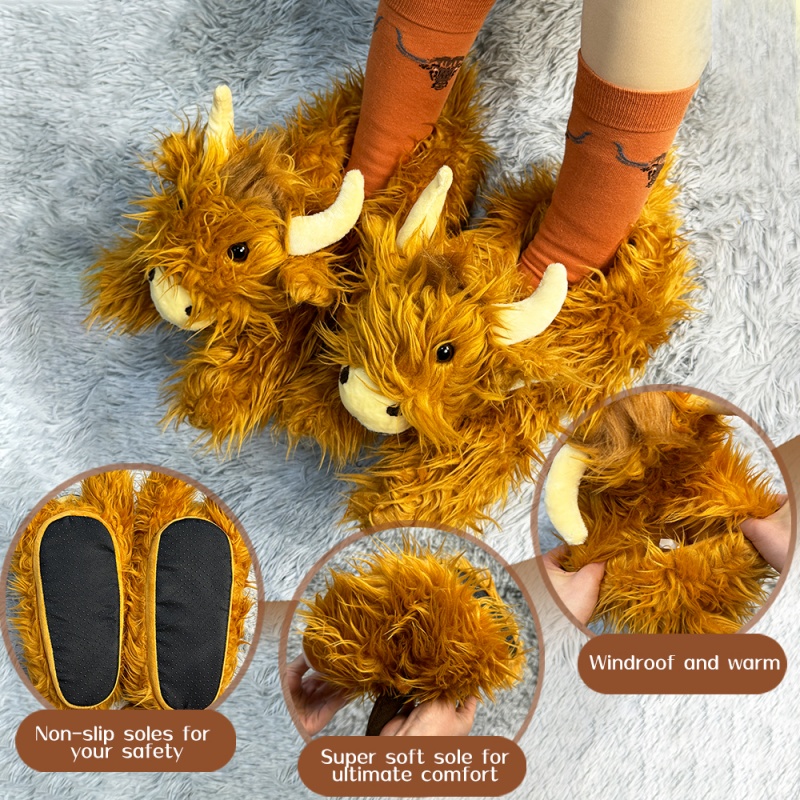 Ama-Unisex Highland Cow Slippers anamasokisi 8