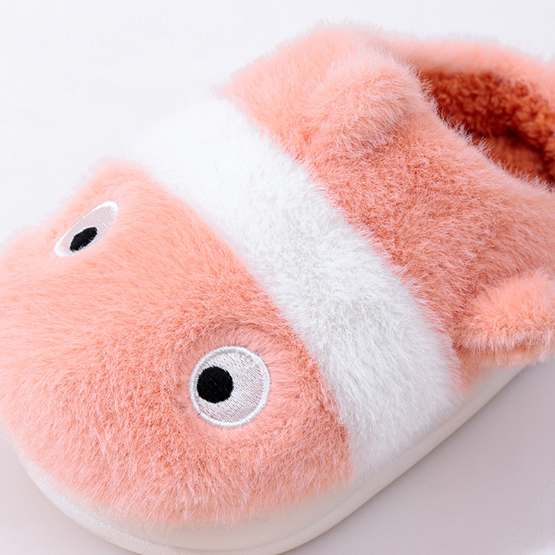 Cute Cartoon Baby Fish Plush Pantofotoj Knabo Knabino Hejme Varmaj Infanoj Kotono Pantofloj