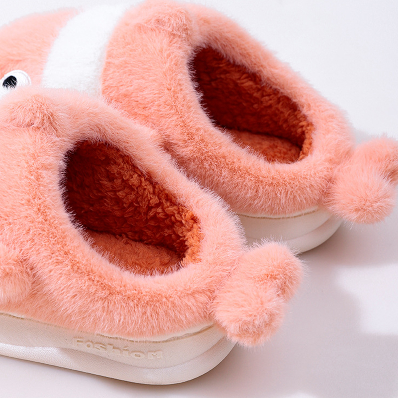 Cute Cartoon Baby Fish Plush Slippers Boy Girl Home Warm Children Cotton Slippers