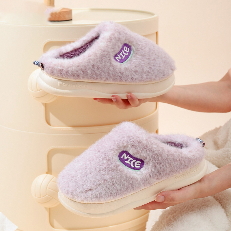 Abesifazane Ebusika Indoor Fuzzy Slippers Furry Slippers Soft Insole Home Shoes