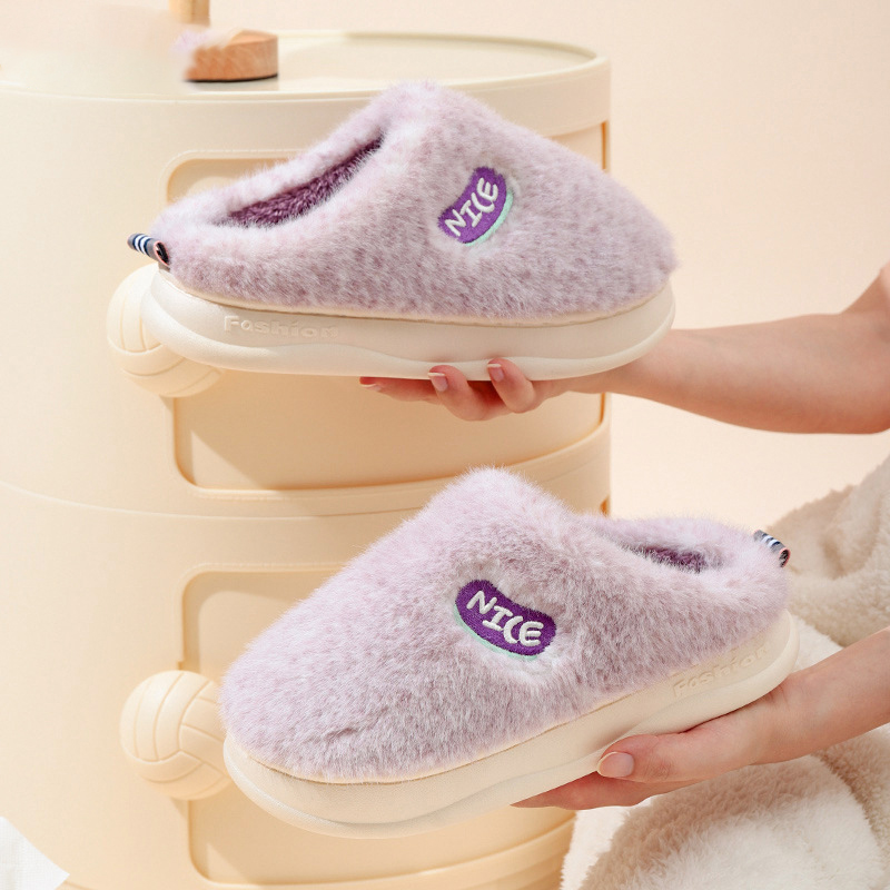 Women Winter Indoor Fuzzy Slippers Furry Slippers Soft Insole Home Shoes