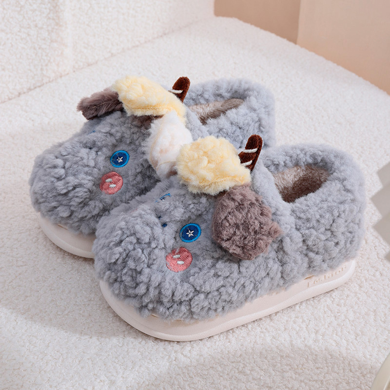Hřejivé nové dětské bavlněné zimní plyšové pantofle Kawai měkké protiskluzové lehké pohodlné dětské boty
