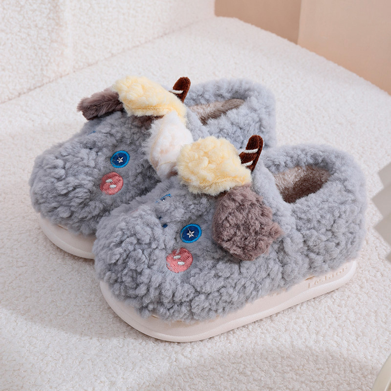 Dumi Sabbin Yara Auduga Winter Kawai Plush Slippers Soft Non Slippers Masu Fassara Masu Fa'idodin Yara masu Dadi