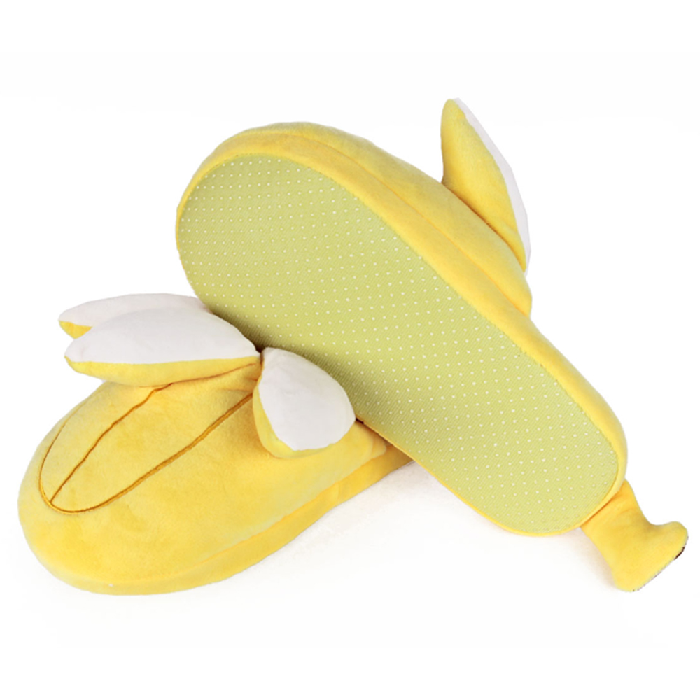 Custom Winter Warm Funny Unisex Banana Plush Slippers for Adults