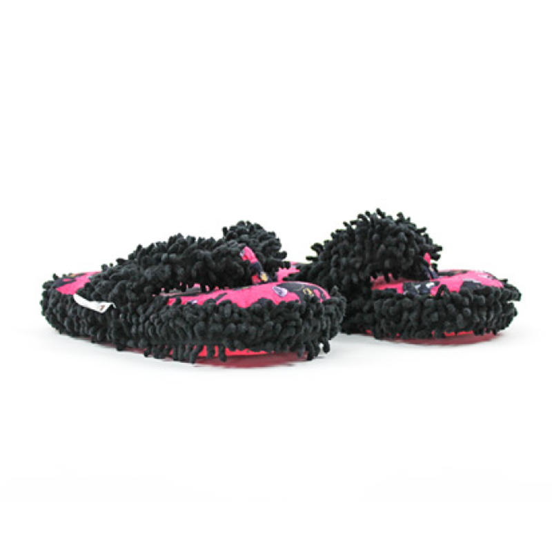 Black Bear Fuzzy Adult Spa Slippers with Open Toe