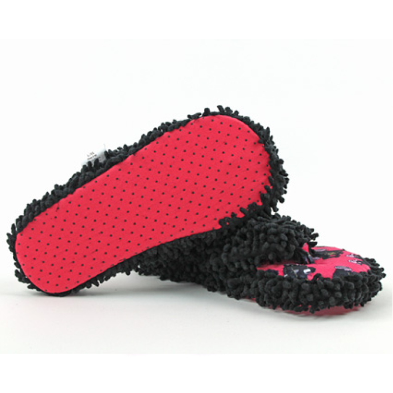 Black Bear Fuzzy Adult Spa Slippers with Open Toe