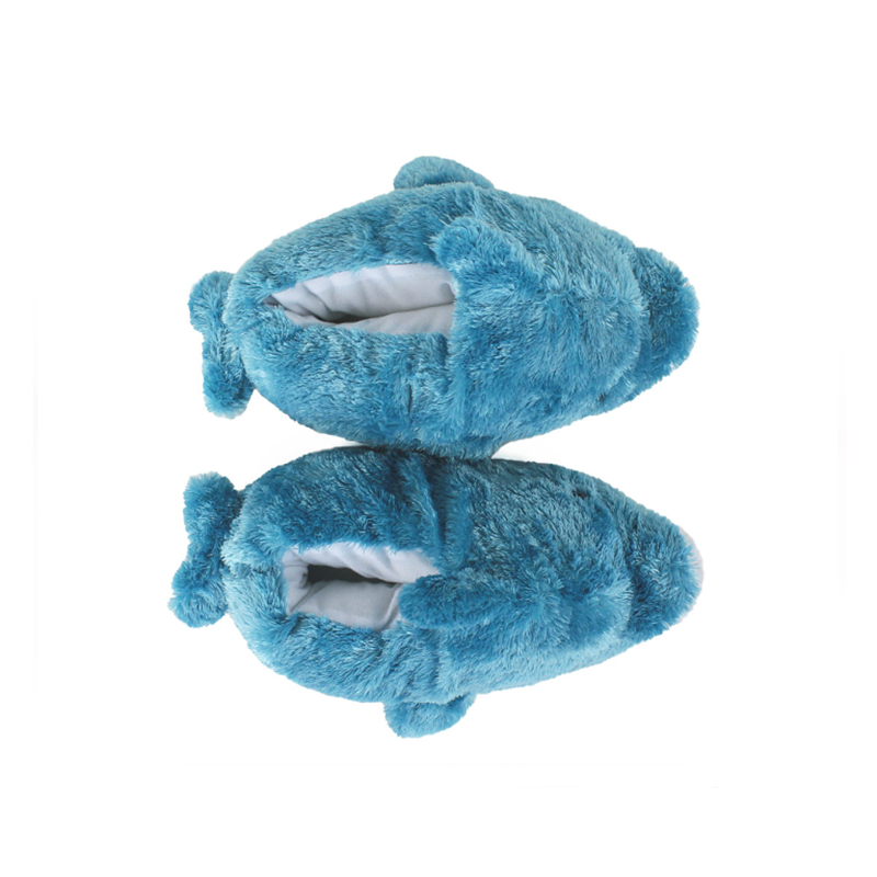 Unisex Comfy Soft Funny Cute Animal Slides Fur Blue Dolphin Animal Slippers