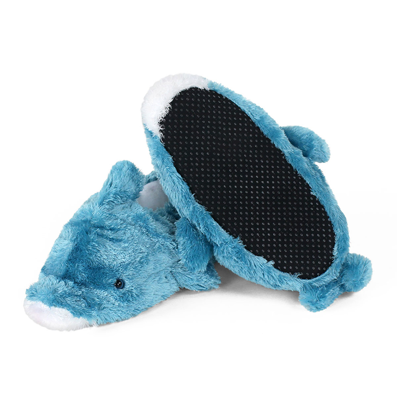 Unisex Comfy Soft Funny Cute Animal Slides Fur Blue Dolphin Animal Slippers