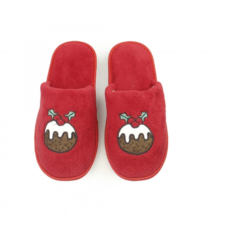Festive Ladies Christmas Mule Slippers Red House Slippers