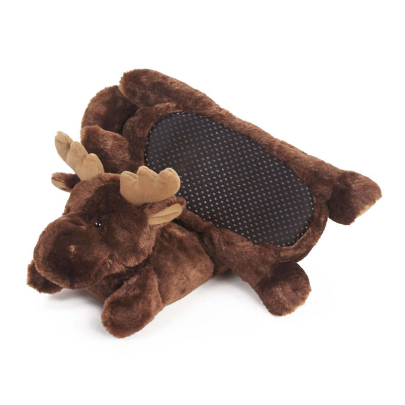 Wholesale Fuzzy Indoor Animal Christmas Moose Slippers for Men and Women