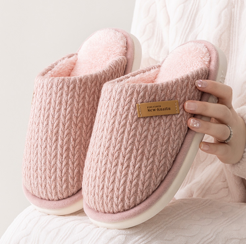Knitted upper plush winter slippers10