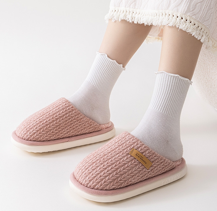Knitted upper plush winter slippers14