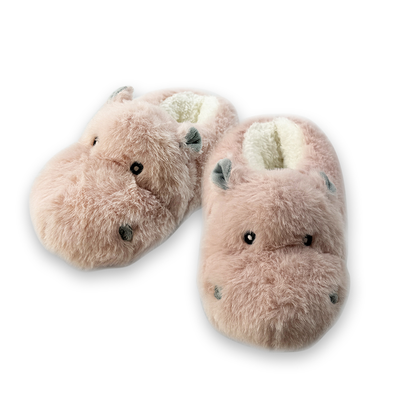 Grousshandel Pink Hippo Plusch Slippers Kanner an Erwuessener Koteng Home Shoes Deieren Slippers Fabrikant an Fournisseur IECO