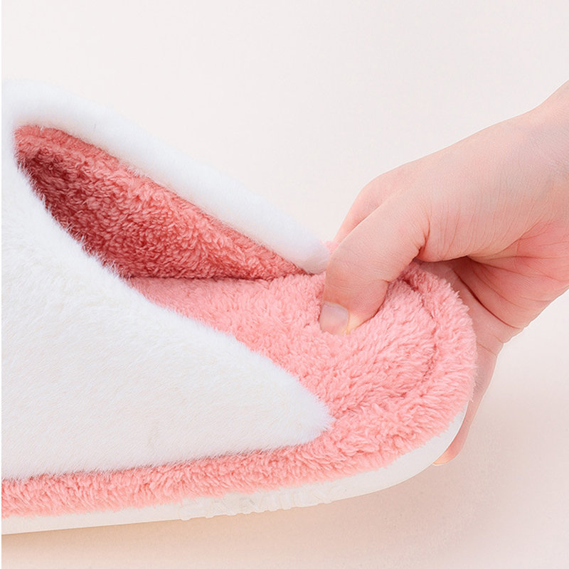 New Cotton Cartoon Rabbit Slippers for Women Winter Couples Home Indoor Non-slip Cute Cartoon Plus Velvet Warm Plush Slippers