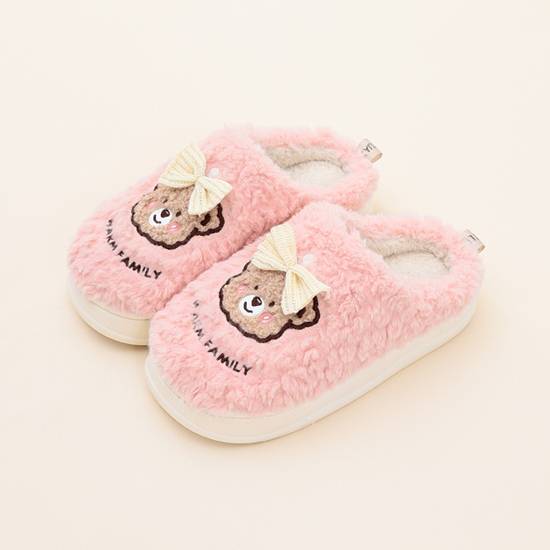 Teddy Bear Cute House Slippers for Women/Men/Kids Warm Cozy Plush Slip-On Funny Slippers Soft Fluffy Fuzzy Slippers