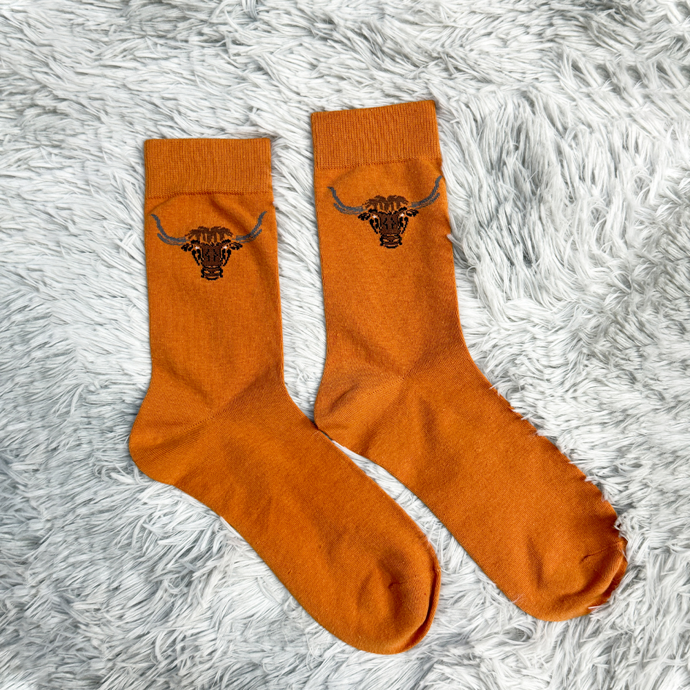 Unisex Highland Cow Slippers with Socks Warm Plush Scottish Cow Slippers with Cow Shape Design