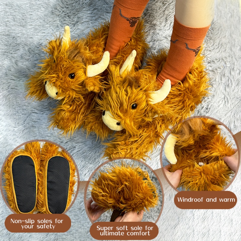 Unisex Highland Cow Slippers with Socks 8