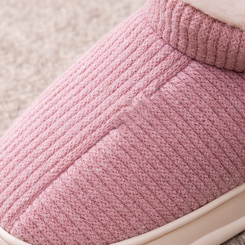 Women Winter New Style Cotton House Slippers for Indoor Home Thick Soled Knitted Velvet Cotton Shoes