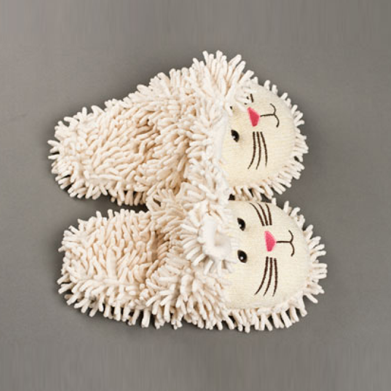 Soft Cotton Close Toe Fuzzy Bunny Plush Massage Slippers